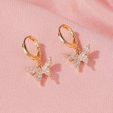 Shein Schmuck Shein Rhinestone Butterfly Round Drop Earrings