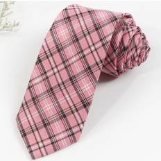 Pink Ties Shein Men Plaid Pattern Tie For Weddings Parties - Holidays