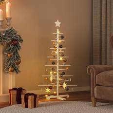 Brown Christmas Trees vidaXL Wooden For Decoration 125 cm Solid Wood Pine Brown Christmas Tree