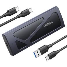 Nvme usb Ugreen NVMe M.2 Enclosure USB 3.2 SSD 10Gbps M.2 Case for NVMe PCIe M-Key/M+B Key in 2230/2242/2260/2280 with USB C to C and USB A to C Cables (Black)