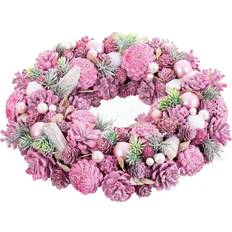 Pink Multicolour Plastic Foam Wreath 34 x 34 x 8.5 cm