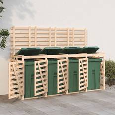 Natural Wheelie Bin Storage vidaXL Quadruple Wheelie Bin Storage Solid Wood Pine (Building Area )