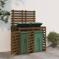 Brown Wheelie Bin Storage vidaXL Double Wheelie Bin Storage Honey Brown (Building Area )