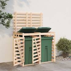 Brown Wheelie Bin Storage vidaXL Double Wheelie Bin Storage Solid Wood Pine (Building Area )