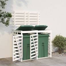 Outbuildings vidaXL Double Wheelie Bin Storage White Solid Wood Pine (Building Area )