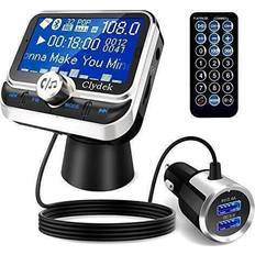 Clydek Bluetooth FM Transmitter for Car, Adapter with 5V/2.4A Dual Charging Port, Easy...