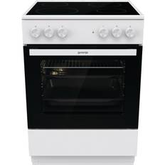 60cm - Varmluftsovn Komfyrer Gorenje EC9617PW KERAMISK KOMFYR Hvit, Rustfritt stål