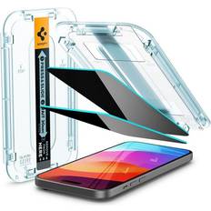 Spigen EZ Fit Privacy Tempered Glass Protector for iPhone 15 2 Pack