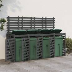 Outbuildings vidaXL Quadruple Wheelie Bin Storage Grey Solid Wood Pine (Building Area )