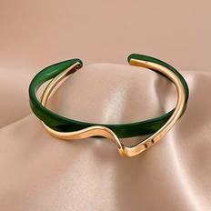 Smycken Shein Two Tone Structured Cuff Bangle