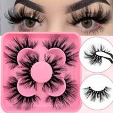 Dermatologiskt testad Lösögonfransar Shein False Eyelashes, 3pairs Fluffy Volumized Eyelashes Lashes Dramatic Look 3D Wispy Faux Mink Lashes