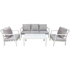 Dellonda 4 Piece Aluminium Outdoor Garden Sofa Arm Chair Coffee Table Set Loungeset