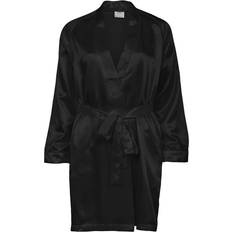 Dame - Sort Morgenkåber & Badekåber Lady Avenue Satin Kimono, Farve: Sort, Størrelse: XL, Dame