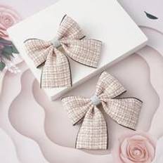 Multicolour Hair Clips Shein 2pcs Toddler Girls Plaid Pattern Bow Decor