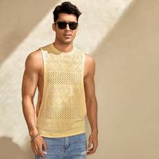 Men - Yellow Tank Tops Shein Manfinity Men Solid Tank Top - Sleeveless