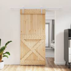 Double Door Sliding Doors vidaXL with Hardware Set 95cm W 210cm H Sliding Door (x210cm)