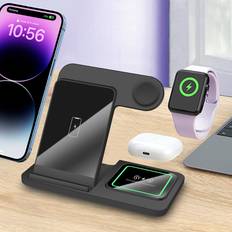 Shein 3 In 1 Fast Wireless Charger Dock Station Compatible With iPhone 14 Pro Max/14 Pro/14 Plus/13/12/11/X/8 Series, Apple Watch Ultra/SE/8/7/6/5/4/3/2, Ai