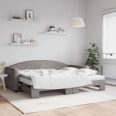 vidaXL Cama Nido Con Colchón Tela Gris Taupe 90x200 cm Sofá 223cm Sofá 2 Plazas