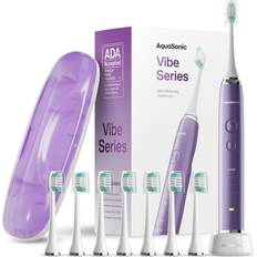 AquaSonic Series Ultra Whitening Toothbrush w/ 8 Dupont Brush heads & One Travel Case Satin violet Satin violet