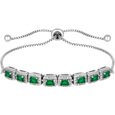 Jon Richard Toggle Bracelet - Silver/Emerald/Transparent