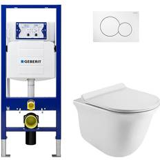 Geberit Water Toilets Geberit 2-Piece 0.8/1.6 GPF Dual Flush Lily Elongated Toilet in White with 2 x 6 Concealed Tank and Plate, Seat Included