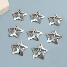 Silver Hårspännen Shein 8pcs/set Silver Color Metal Star Hair Clip Set