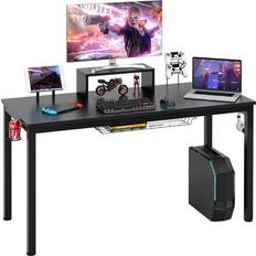 Costway Computertisch gaming tisch monitorablage & mauspad 140cm schreibtisch