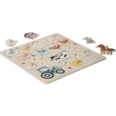 Vertbaudet Steckpuzzle LOVELY FARM beige Einheitsgröße