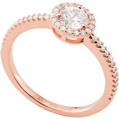 Michael Kors Silver Plated Rings Michael Kors Premium Halo Ring - Rose Gold/Transparent