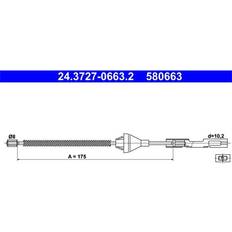 Wrijvingsremmen ATE Handremkabel 24.3727-0663.2 175 Ford Fiesta 5 Mk1