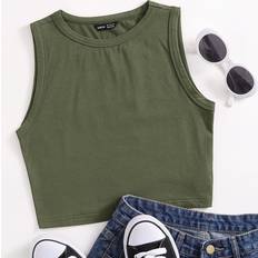 Green Tank Tops Shein Solid Crop Tank Top