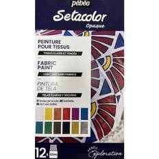 Pebeo setacolor fabric paint 12x 20ml opaque textile light &dark material 757481