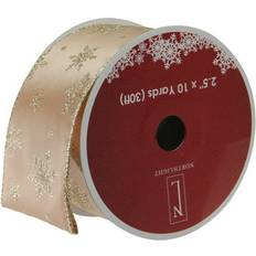 Ribbons, Tapes & Trims Northlight Gold Snowflakes Christmas Wired Craft Ribbon 2.5 x 10 Yards