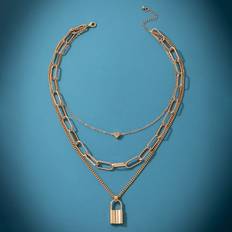 Shein ROMWE 1pc Lock Charm Layered Necklace
