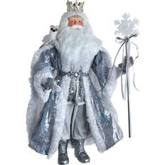 White Figurines Kurt Adler 21" Santa with Snowflake Staff Christmas Figurine