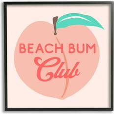 Wall Decorations Stupell Industries Beach Bum Club Pink Peach Phrase Graphic Black Print Framed Art