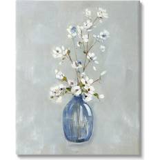 Wall Decor Stupell Industries Classic White Flower Arrangement Blue Vase Ikebana Wall Decor 36x48"