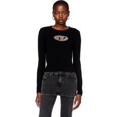 Diesel Femme Hauts Diesel Pull Avec Logo Brodé Effet Découpé Sweater Woman Black