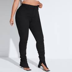 Shein Plus High Waist Split Hem Stacked Skinny Jeans