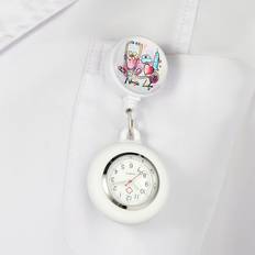 Taschenuhren Shein 1pc Delicate Nurse Watch With Cartoon Pattern, Clear Large Dial, Stretchable Strap And Night Light Function