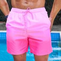 Pink Swimming Trunks Shein Men Ombre Drawstring Waist Swim Trunks