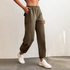 Shein Hosen Shein Solid Slant Pocket Drawstring Hem Pants