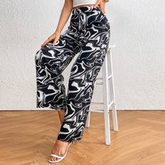 Shein Hosen Shein Marble Print Wide Leg Trousers