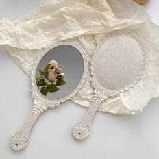 Vita Sminkspeglar Shein 1pc Retro Heart Pattern Handheld Mirror