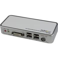 Conmutadores KVM StarTech com Juego de Conmutador KVM de 2 puertos con todo incluido USB Audio y Vídeo DVI