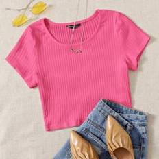 Shein Solid Rib-knit Top