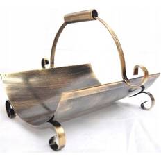 Cestini per la Legna da Ardere Relaxdays Firewood Basket Metal, Elegant Wood Carrier with Handle, Inside, for Fireplace, HWD: 42.5 x 43.5 x 30cm, Black