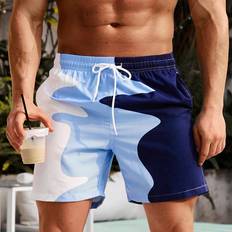 Shein Men Swimwear Shein Manfinity Men Two Tone Drawstring Waist Swim Trunks