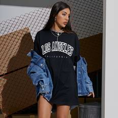 Shein Oberteile Shein Drop Shoulder Letter Graphic Oversized Tee