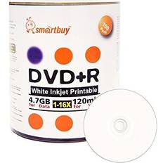 Smartbuy 100 Paket kaufen, DVD R 4,7 GB 16 x weiß bedruckbar Inkjet blanko Media Schallplatten, 100 Disc 100PK